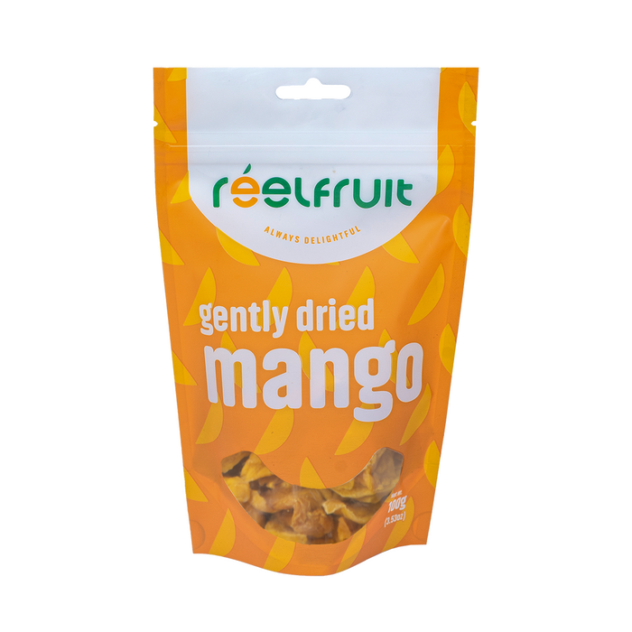 Dried Mango Fruit Snack. Reelfruit Brand, Distributed by AFRIVANA