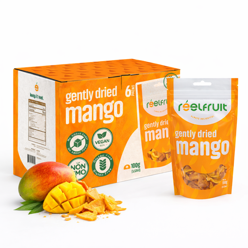 Dried Mango Fruit Snack. Reelfruit Brand, Distributed by AFRIVANA